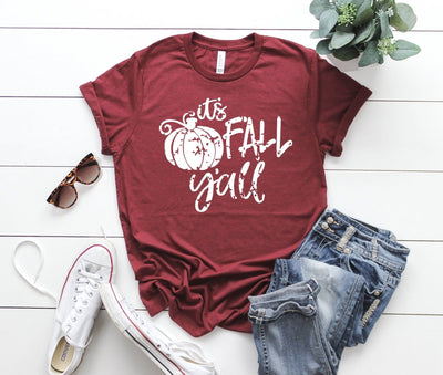 Fall Shirt , Fall Shirt Women , Crew Neck Women Shirt , It's Fall Ya'll Shirt , Fall Shirts Women , Grunge Pumpkin Shirt , Mom Gift - SweetTeez LLC