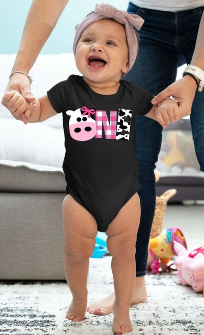 First Birthday Shirt For Baby Girl , Baby Girls First Birthday Shirt , Cow First Birthday Shirt For Girl , Cow Print First Birthday Outfit - SweetTeez LLC