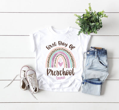 First Day Of preschool Shirt , First Day Of preschool Shirt for Girl , Personalized First Day preschool Shirt , Rainbow Back To School Top - SweetTeez LLC