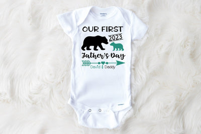 First Father's Day gift, from baby, baby bear Onesie®, personalized with name and year, my 1st Father's day outfit - SweetTeez LLC