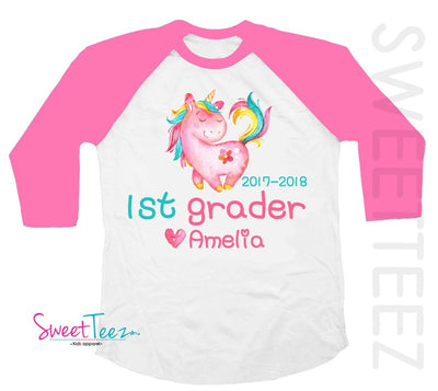 First Grade Shirt - First Grade Shirt For Girl - Personalized First Grade Shirt - Unicorn Shirt - 1st Grade Shirt - 1st Grade Top For Girl - SweetTeez LLC