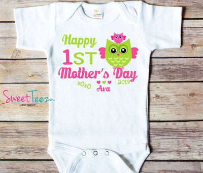 First mothers day gift , personalized First mothers day gift , Owl gift for mothers day , my first mothers day shirt , first mothers day - SweetTeez LLC