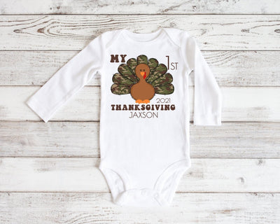 First thanksgiving camo outfit boy | personalized - SweetTeez LLC