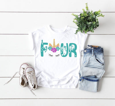 Fourth Birthday Shirt , Fourth Birthday Shirt Girl , Fourth Birthday Shirt Girls , Unicorn birthday shirt , Unicorn Birthday Shirts Girls - SweetTeez LLC