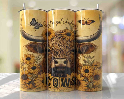 Highland Cow Tumbler, 20 oz, With Straw And Lid, Country Gifts, For Women - SweetTeez LLC