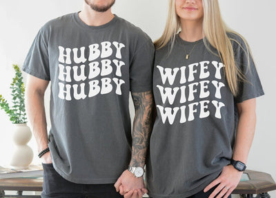 Hubby Wifey Shirts, Just Married, Husband And Wife Gifts, Bachelorette Party Shirts, Comfort Colors® - SweetTeez LLC