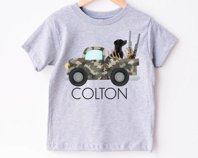 Hunting Shirt , Personalized Hunting Shirt For Boy , Toddler Boy Hunting Shirt , Camo Truck Shirt , Camo Gift For Toddler Boy - SweetTeez LLC