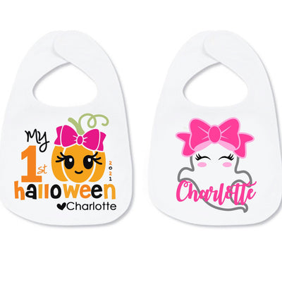 First Halloween Bib Set Girl ,  Personalized Halloween Bibs for Girl ,  My First Halloween Bib ,  Halloween Gift Set For Baby Girl