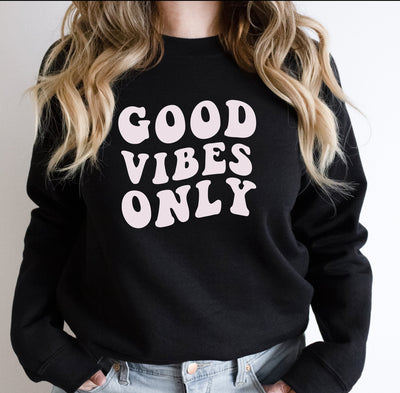 Good Vibes Only Sweatshirt, Womens Clothing, Womens Sweatshirts, Womens Sweater, Womens Shirt, Aesthetic Sweater, Gift For Her, Retro Shirt