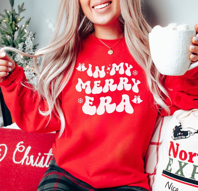 In My Merry Era Crewneck - Christmas Sweatshirt - Women's Shirts - Christmas Shirt - SweetTeez LLC