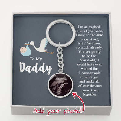 Keychain For Daddy To Be With Boy Baby | Personalized With Ultrasound Photo - SweetTeez LLC
