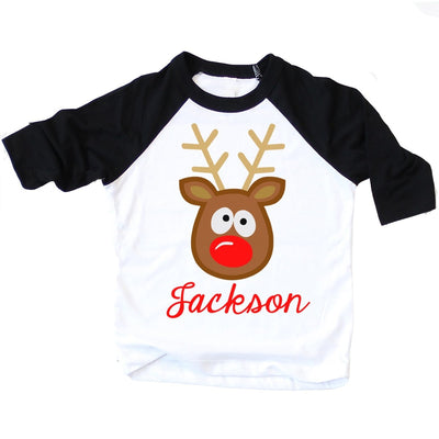 Kids Reindeer Shirt | Personalized Raglan Boy Girl - SweetTeez LLC