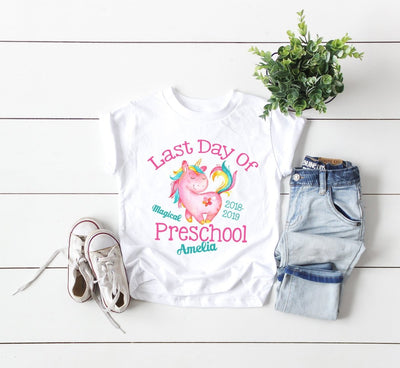 Last Day of Preschool Shirt, Last Day Of PreSchool shirts , PreSchool Unicorn Shirt For Girls , Personalized Last Day of School Shirt Girls - SweetTeez LLC