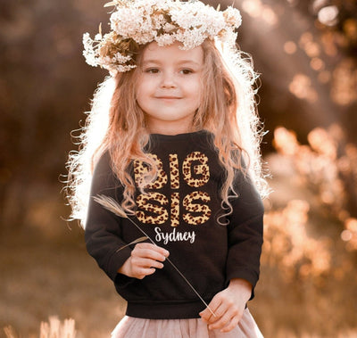 leopard Big Sister sweatShirt toddler | personalized - SweetTeez LLC