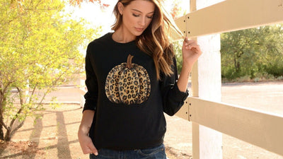 leopard pumpkin | long sleeve shirt women - SweetTeez LLC