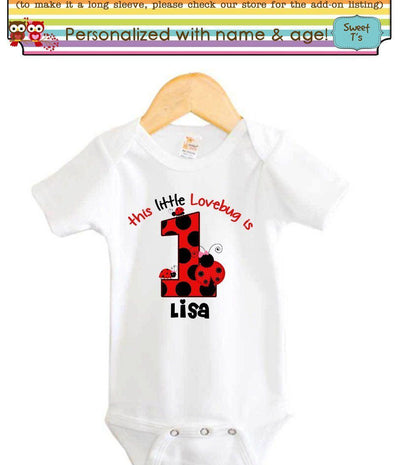 Little LoveBug Birthday Shirt Ladybug Birthday Shirt Lovebug Animal Girl Personalized Age Shirt - SweetTeez LLC