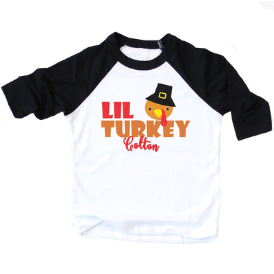 Little Turkey | black raglan Shirt - SweetTeez LLC