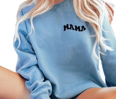 Mama Shirt, Mama Retro Sweatshirt, Mom Crewneck, Blue Sweatshirt, Gift For mom - SweetTeez LLC