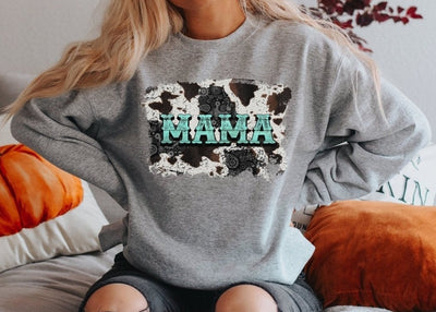 Mama SHirt, Mama Sweater, Mama Sweatshirt, Mama Cow Print, Country Shirts, Country SweatShirt , Gift For Mom, Western Shirt - SweetTeez LLC