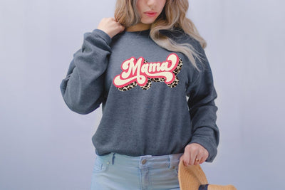Mama Sweater , Retro Leopard Mama Sweater , Mama Shirt , Retro Mama Shirt - SweetTeez LLC