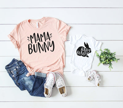 Mom And Baby Shirts , Mom And Baby Shirt Set , Matching Mom And Baby Shirts , Easter Shirts For Mom and Baby , Mama Bunny Baby Bunny Shirts - SweetTeez LLC