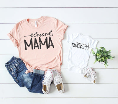 Mom And Baby Shirts , Mom And Baby Shirt Set , Mom And Baby t Shirts , Blessed Mama Shirt , Mama's Favorite Shirt , Gift For New Mom - SweetTeez LLC