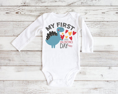 My First Valentines day Outfit , My First Valentine's Outfit Boy , Long Sleeve Baby Bodysuit , Personalized First Valentines Gift Baby Boy - SweetTeez LLC