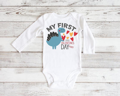 My First Valentines day Outfit , My First Valentine's Outfit Boy ,  Long Sleeve Baby Bodysuit , Personalized First Valentines Gift Baby Boy Holiday - SweetTeez LLC