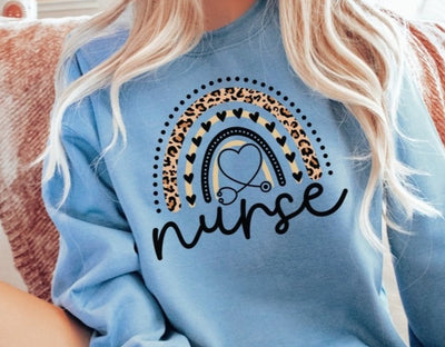Nurse Sweatshirt, Sweatshirt For a Nurse, Gift For Nurse, Nurse Shirt, Leopard Shirt, Leopard Sweatshirts, Sweatshirts For Women - SweetTeez LLC