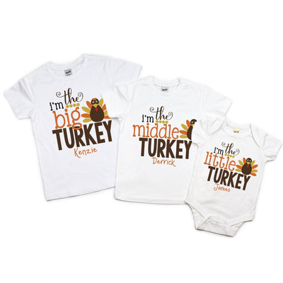 Personalized Big Middle Little Turkey Shirts | Set of 3 - SweetTeez LLC