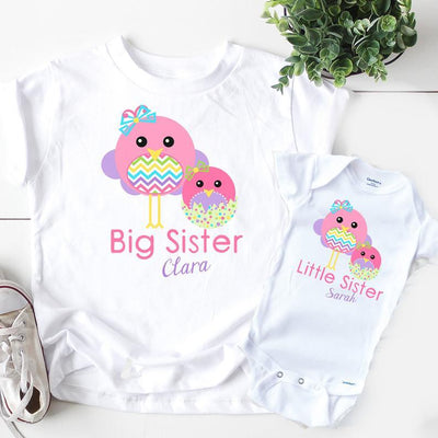 Personalized Big Sister Little Sister Easter Shirts - SweetTeez LLC