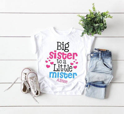 Personalized Big Sister To a Little Mister Shirt - SweetTeez LLC