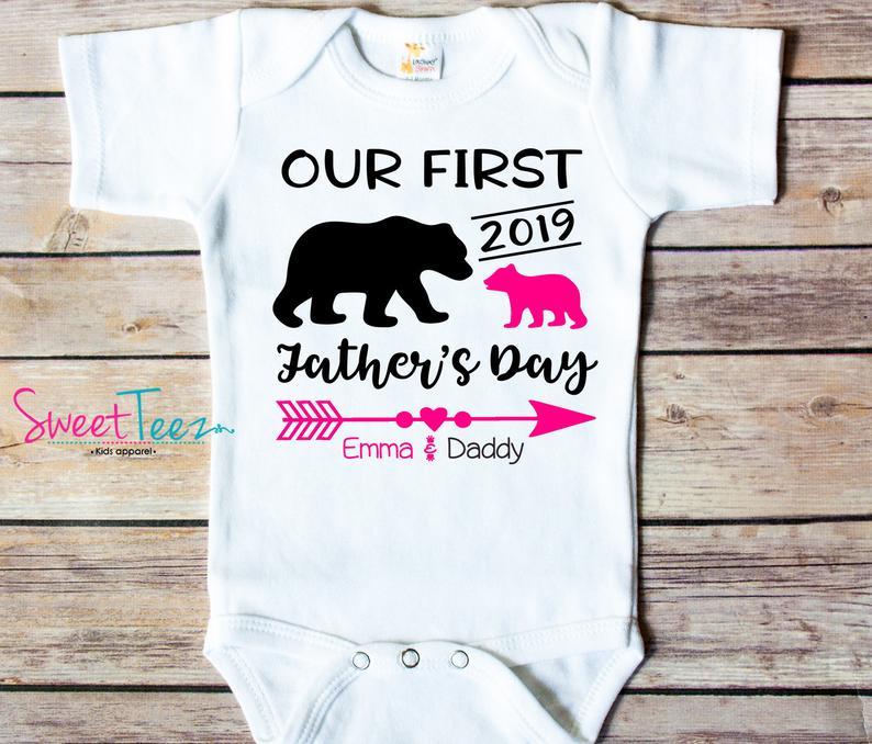 Personalized First Fathers Day Shirt Baby Bear – SweetTeez LLC