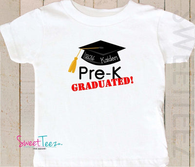 Pre-K Graduation Shirt Kindergarten Graduation Personalized YEAR and name Kids shirt for Boy or girl - SweetTeez LLC