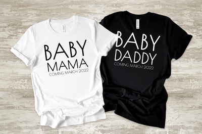 Pregnancy Announcement Shirt , Pregnancy Announcement Shirt To Husband , Personalized Pregnancy Announcement Shirts , Baby Daddy Baby Mama - SweetTeez LLC