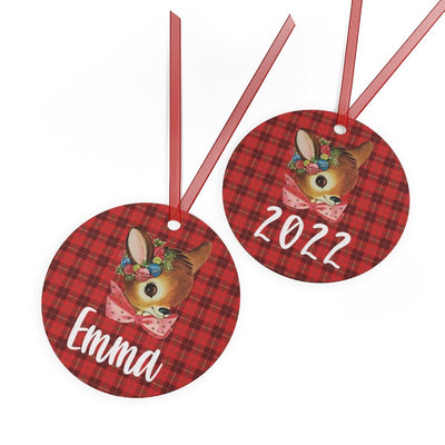Reindeer Ornament front & back print | personalized - SweetTeez LLC