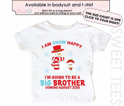 Snowman Big Big Brother Shirt Christmas Shirt Personalized Due Date Shirt Sibling Announcement Shirt - SweetTeez LLC