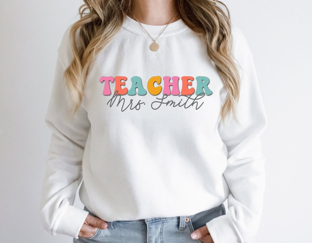 Back To School Teacher First Day Of School Sweatshirt For Teachers - Letter Graphic Crewneck Pullover For Back To School Season Back To School Apparel