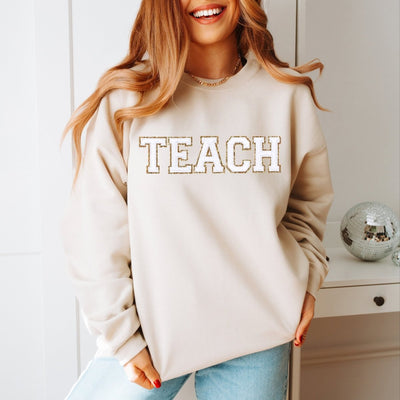 Teacher Sweatshirt - Teacher Shirt For Women- Chenille Patch Sweatshirts - Women's Crewneck - Glitter Shirt - Embroidered Sweater - SweetTeez LLC
