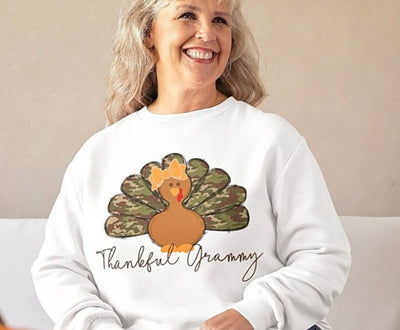 thanksgiving shirt, thankful grammy shirt, turkey shirt, camo turkey shirt, grandma shirt, grandma sweater, grammy sweatshirt - SweetTeez LLC