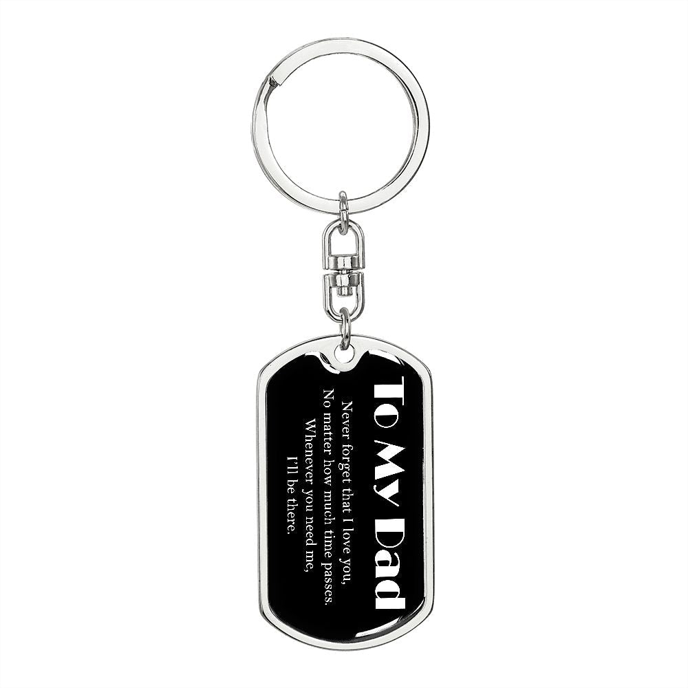 To My Dad | Dog tag Keychain | Engraved with your message on the back - SweetTeez LLC