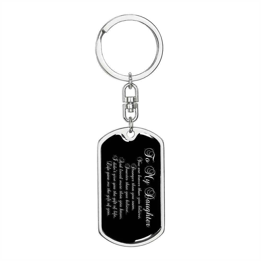 To My Daughter | Dog Tag Keychain | Engraved On The Back - SweetTeez LLC