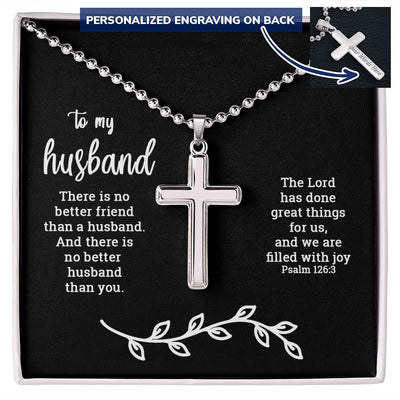 To My Husband | Engraved Cross Necklace - SweetTeez LLC