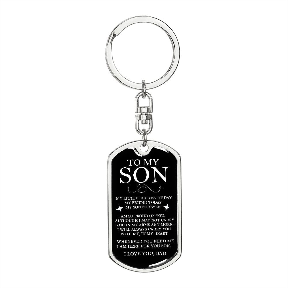 To My Son Dog Tag Keychain From Dad | Engraved On The Back - SweetTeez LLC