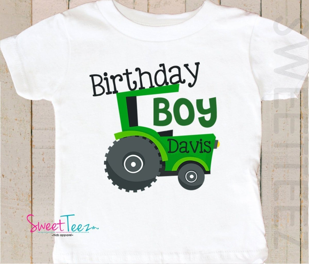 Tractor Birthday Shirt Green Personalized Boy Shirt Toddler Youth SweetTeez LLC