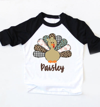 Turkey Shirt For Girls , Personalized leopard turkey Shirt For girls , camo Turkey Shirt For Toddler girl , Thanksgiving Shirts For girls - SweetTeez LLC