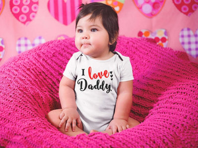 Valentine's Day Shirt I Love Daddy Shirt Heart Artsy Father's Day Baby Girl Bodysuit - SweetTeez LLC